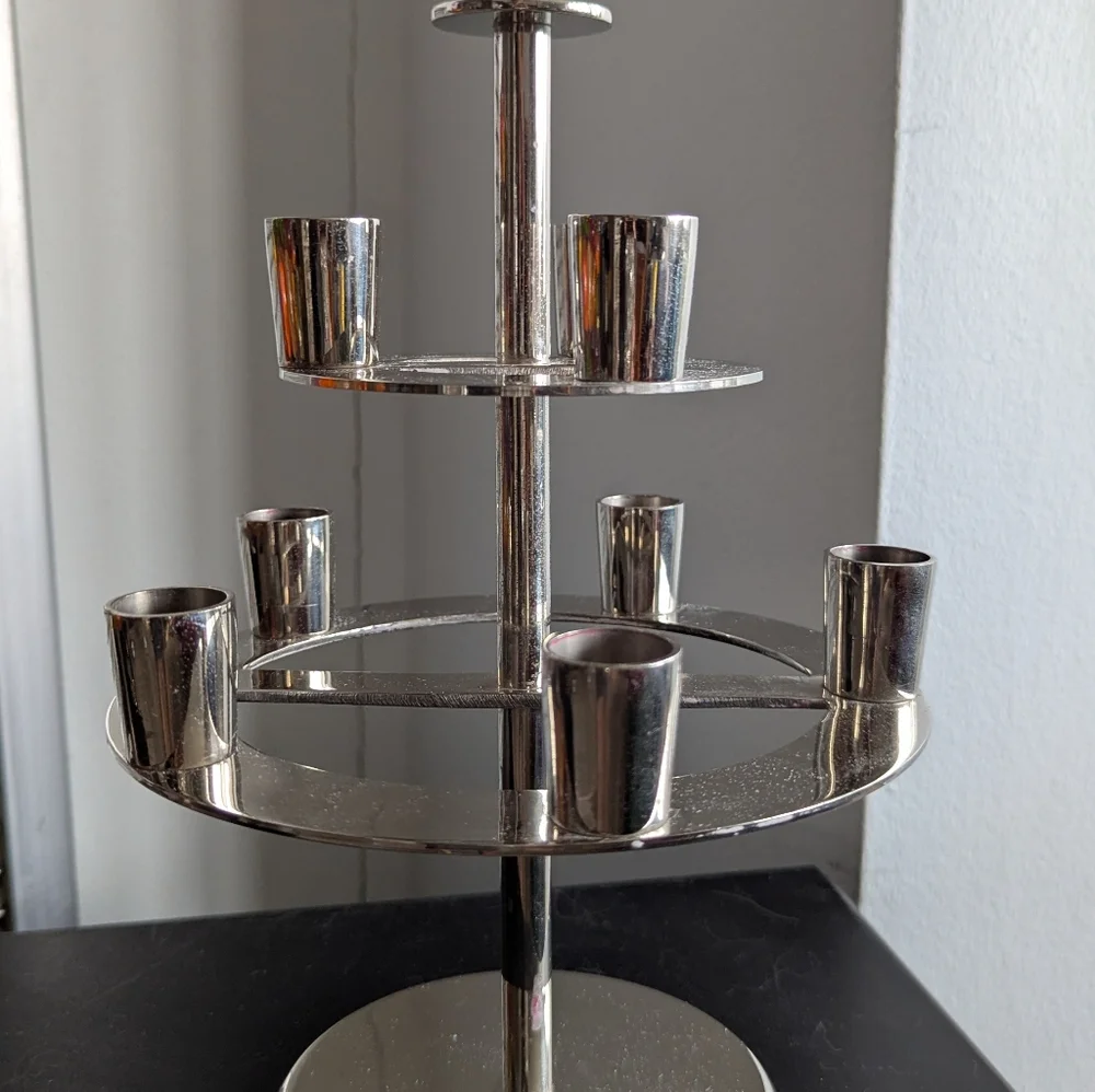 Elegant Crate and Barrel Candelabra Chrome/Nickel Table Centerpiece - Used Once.